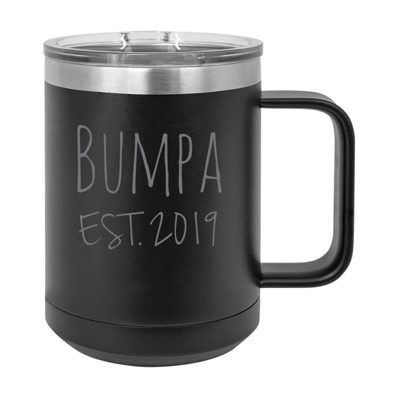 Bumpa Est. 2019 Established Stainless Steel Vacuum Insulated 15 Oz Engraved Double-Walled Travel Coffee Mug with Slider Lid
