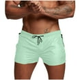 thumbnail image 2 of Men's Cotton Shorts Men Casual Faddish Solid Shorts With Pocket Zipper Elastic Waist Short Pants Outdoor Sweatpants Mint Green M, 2 of 5
