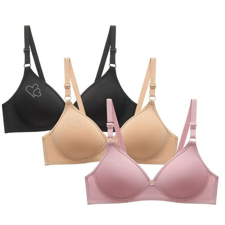 GA WEIHUA 3 Pieces Bras for Women 3 Pack Wireless Plunge Bralette Comfy Everyday Bra Push Up No Underwire Sport Bra(Pink M)Clearance