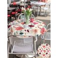 thumbnail image 5 of Outdoor Tablecloth with Umbrella Hole for Patio/Picnic/Party/Camping, Pink Orange Floral Waterproof Table Cloth Round Cover Washable, Farmhouse Botanical Flowers Boho Leaf (Dia 54"), 5 of 9