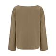 thumbnail image 5 of BOOMILK Womens Linen Shirts Solid Color Long Sleeve Button Down Shirt Dressy Casual Blouses Oversized Tunic Tops Khaki, 5 of 9