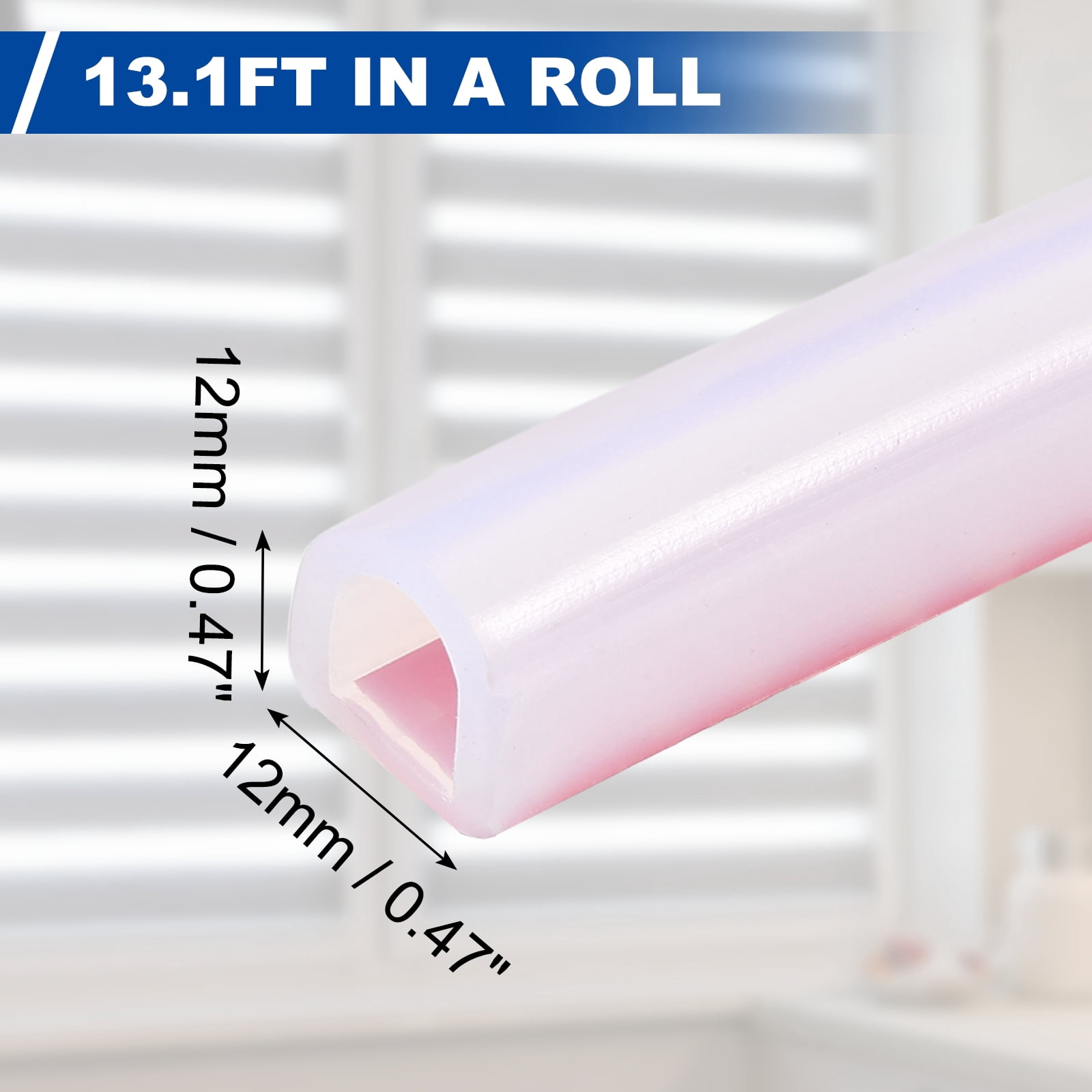 Uxcell Silicone Weather Stripping 12mm W x 2mm T x 12mm H, 13.1FT/4M Self Adhesive D Shape Weather Stripping Door Seal Strip for Door Frame Window Sealing Large Gap