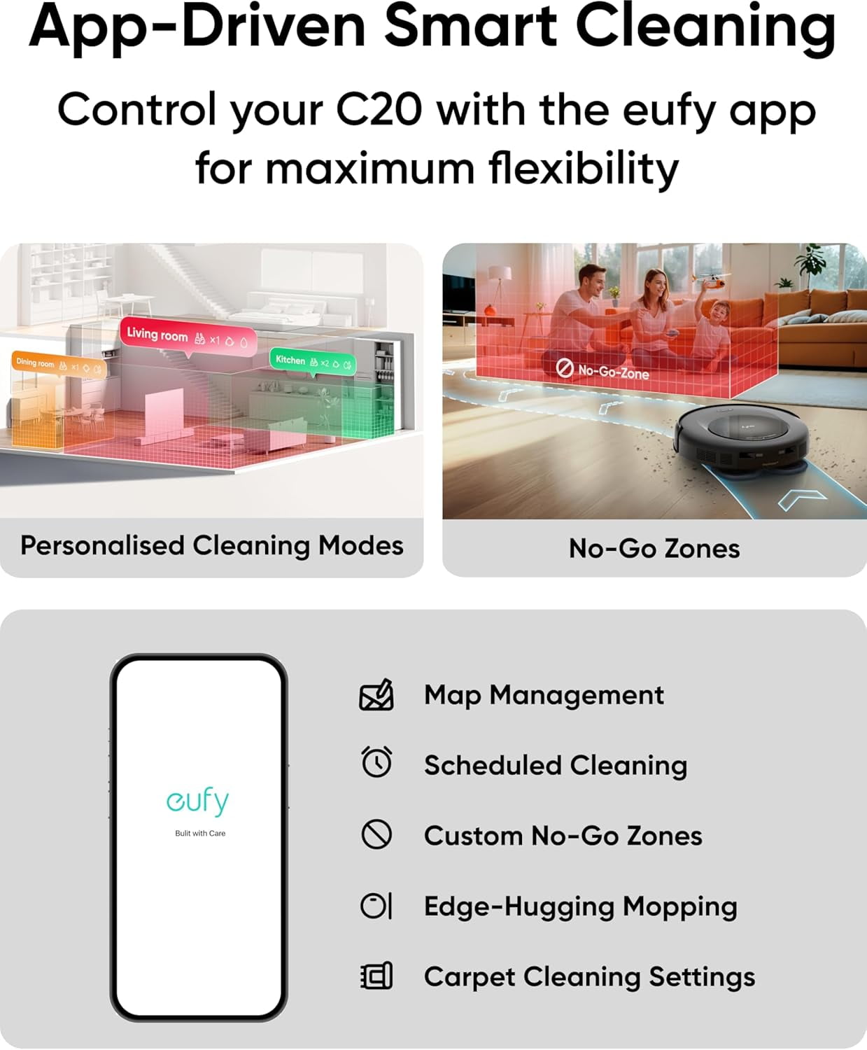 eufy Robot Vacuum and Mop Combo C20 with 6-Pack Large Capacity Dust Bags, All-in-One Station, Auto Mop Washing and Auto Drying for Hands-Free Cleaning,7000 Pa Powerful Suction, Self Emptying