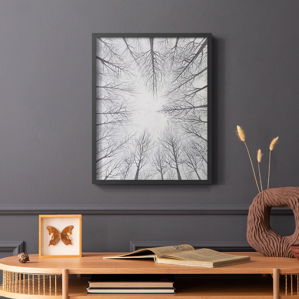 Deciduous Canopy I Framed Print in Black Solid Wood Framed Print No Nail Hanging