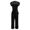 thumbnail image 5 of Women's Fashion Trousers Suit Casual Short Sleeve Long Pants Set For Vacation And Daily Outfits And Pants Lady Pant Suits Bridal Jumpsuit Pantsuit for Women Party Wedding Women Ski Pants Suspenders, 5 of 5