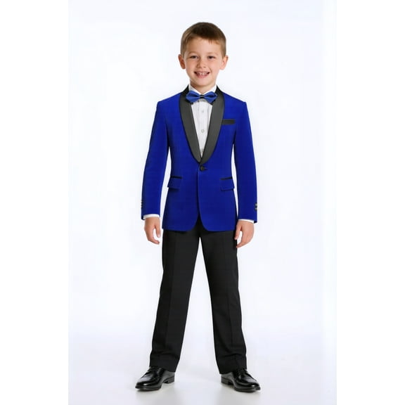 Lycody 2 Piece Boys Velvet Suits Formal Slim Fit Tuxedo Kids Blazer Shawl Collar One-button Jacket Pants Sizes 2-20 Fashion Ring Bearer Outfit for Wedding Graduate Prom