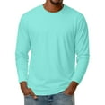 thumbnail image 2 of Dresfit Big and Tall Shirts Mens Long Sleeve Thermal Tops Fall Button Crew Neck Solid Color Athletic Shirt 2025 Stretch Cotton Slim Fit Pullover Tops Turquoise 4XL, 2 of 7