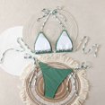 thumbnail image 5 of Women's Triangle Bikini Set Halter String Two Piece Swimsuit Brazillian Bathing Suit Cheeky Cute Swimwear (Green,L), 5 of 6