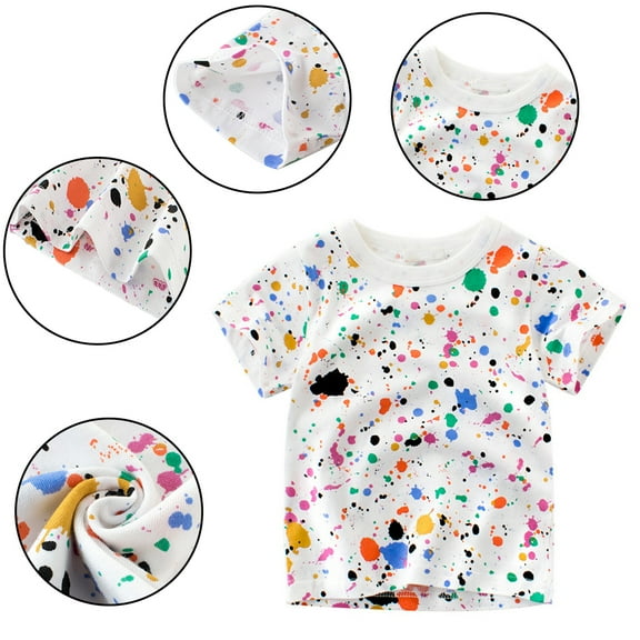 QUDDERR Kids Boys T-Shirts 1-10T Toddler Cotton Cartoon Summer Crewneck Tees Tops Pullover Bottoming Baby Boys Cartoon Short-Sleeved Shirts