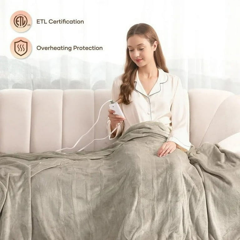 MaxKare Electric Blanket 72 x 84 Full Size with 4 Heating Levels 10 H Auto off Flannel Machine Washable Linen