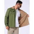 thumbnail image 7 of DARING DIVA Collared Button Front Fleece Lining Cargo Trucker Jacket L Olive Green, 7 of 7
