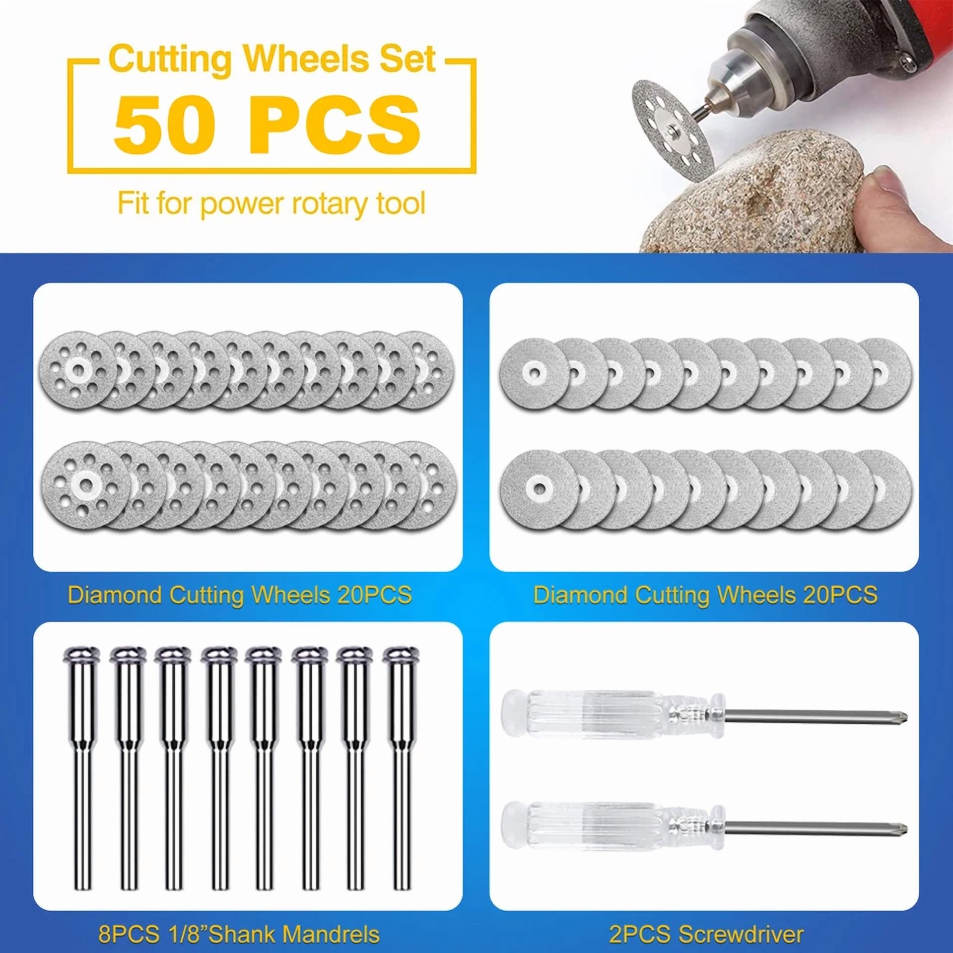 CIRCLE- 50X Diamond Cutting Wheel For Dremel Rotary Tool Die Grinder Metal Cut Off Disc