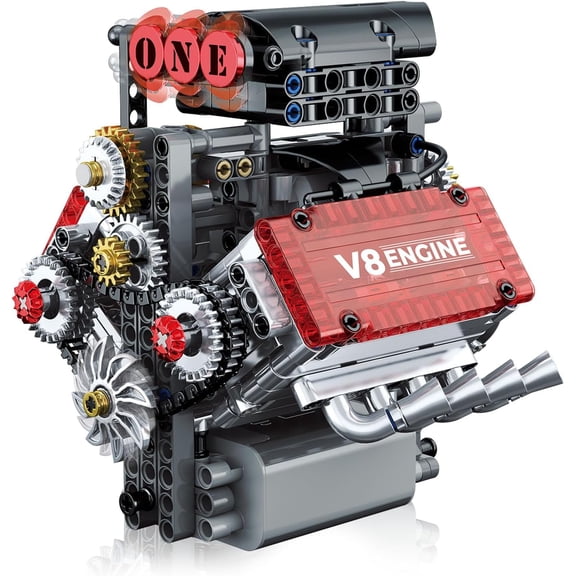 Honchoes V8 Engine Building Set Compatible with Lego Mechanical Engine Model STEM Toy for Adults Boys 478 Pcs