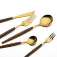 thumbnail image 3 of Silverware Flatware Set,Set of 5 Stainless Steel Cutlery Set with Imitation Wooden Handle for Household,Home Party,Wedding, 3 of 8