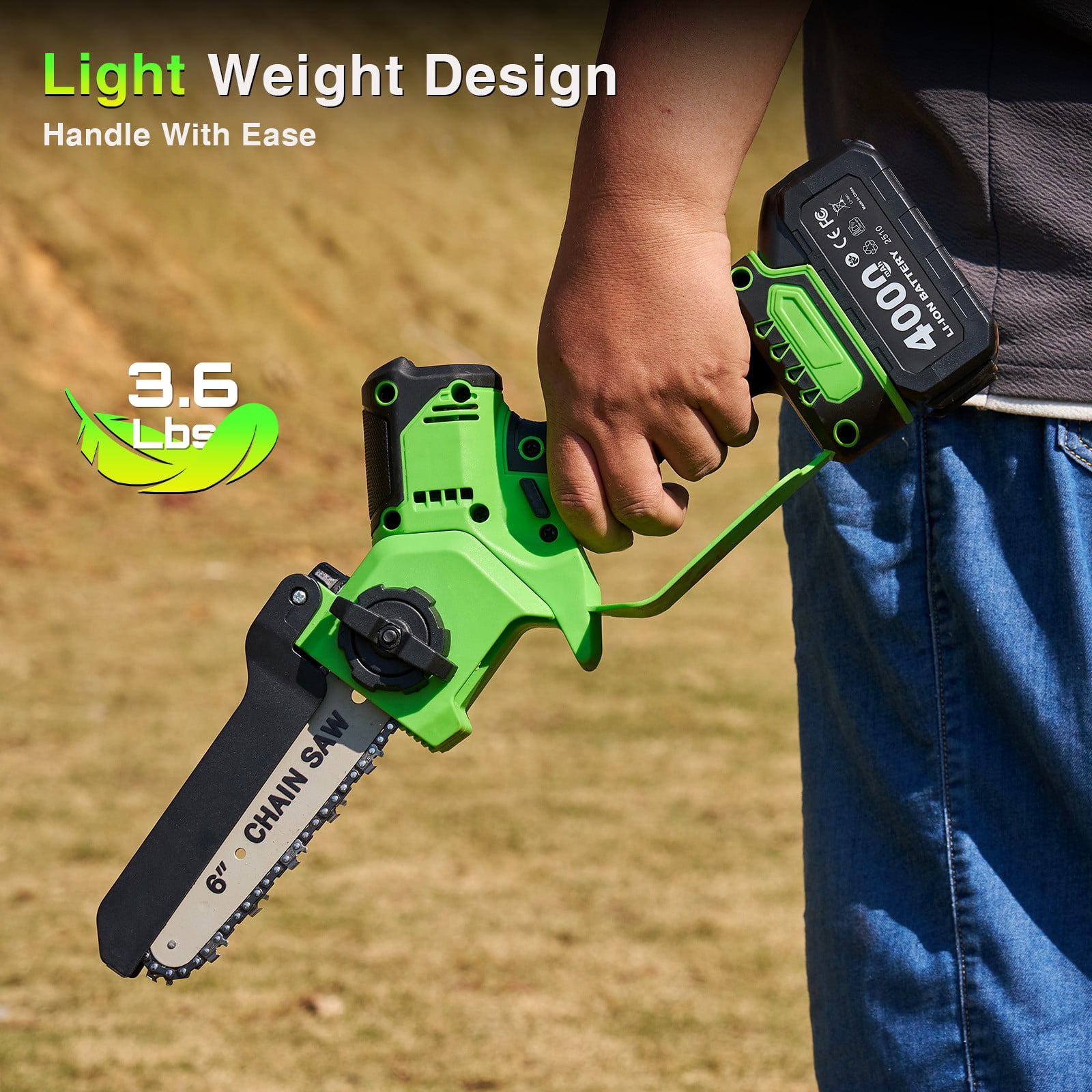 Taskstar  8 Inch & 6 Inch Cordless Electric Mini  Chainsaw ,2*4.0Ah Batteries,1000W Brushless Handheld Saw Tree Branch Trimming Wood Cutting