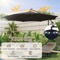 thumbnail image 4 of Spaco 10 Feet Patio Offset Umbrella with 112 Solar-Powered LED Lights-Beige-Navy, Patio Offset Umbrella with Easy Tilt Adjustment, Outdoor Cantilever Hanging Umbrella, 4 of 7