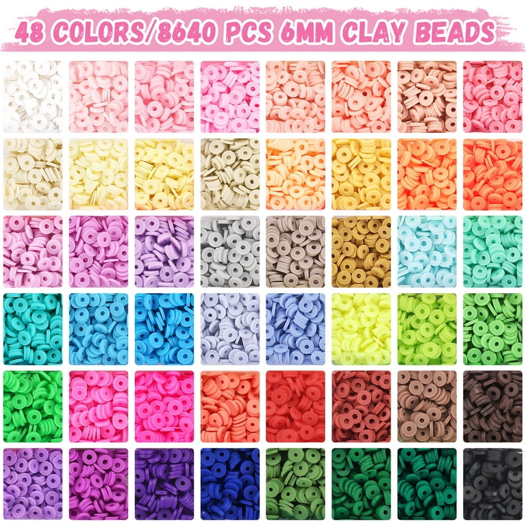 13000pcs Clay Beads for Friendship Bracelets Making Kit,48 Colors Polymer  Cla
