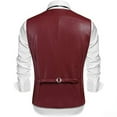 thumbnail image 4 of British Men's Slim PU Leather Vest Turn Down Collar Single Breasted Waistcoat, 4 of 4