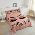 thumbnail image 3 of Eyelash Bedding Set Full Size,Stylish Pink Sparkles Comforter Set for Teens Adult,Eyelash Aesthetic Duvet Insert,(No Glitter No Sequin) Modern Quilt Comforter with 2 Pillow Shams Warm, 3 of 7