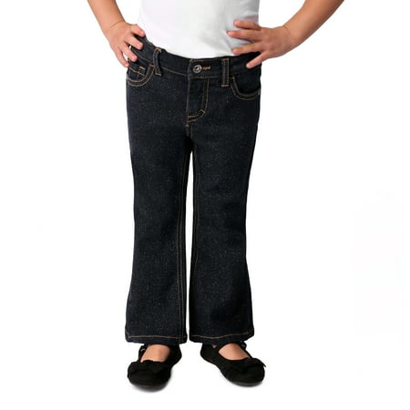 Jordache Baby Toddler Girl Glitter Flare Jeans with Ruched Back Waistband