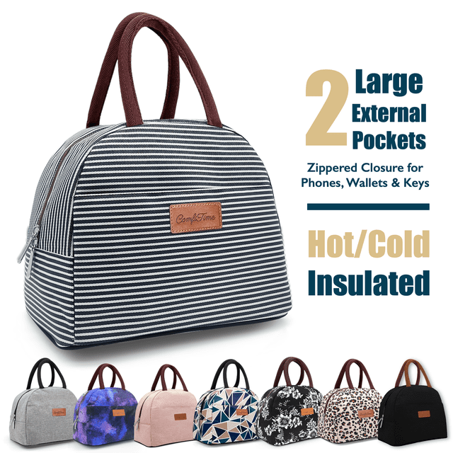 ComfiTime Bolsa de Almuerzo Térmica para Mujeres, Gran Capacidad de 8 L o 14 Latas, Linda Bolsa para Trabajo, Escuela, Bolsillo Adicional con Cremallera para Billetera y Teléfono