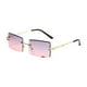 thumbnail image 1 of Gafas de sin borde de lentes de estilo de moda de estilo retro para vacaciones al aire libre de compras Top gris de fondo rosa, 1 of 8