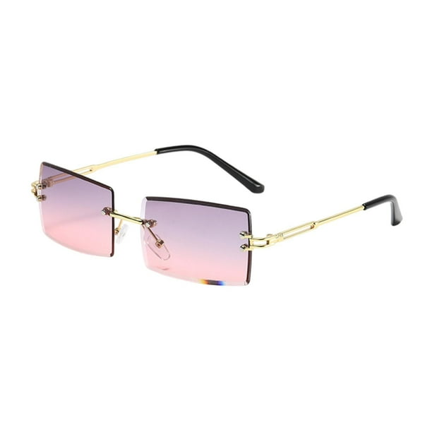 Gafas de sin borde gafas de rectangulares para la fiesta de verano de la playa Top gris de fondo rosa