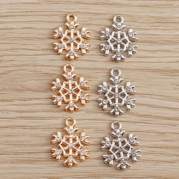 SHOWERORO 20Pcs Silver Gold Snowflake Charms Pendant Diy Jewelry Making Accessories 1.7X1.3In