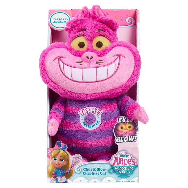 Disney Junior Alice’s Wonderland Bakery Chat & Glow Cheshire Cat, Soft and  Cuddly, Cute Plushie Stuffed Animal, Officially Licensed Kids Toys for Ages