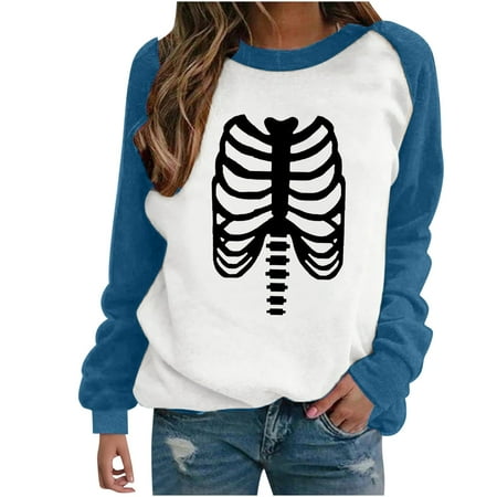 

Women s Fashion Skeleton Graphic Tshirt Long Sleeve Blouse Crewneck Casual Pullover Tops Sweatershirts Corset Tops Ladies Sexy Fall Winter Going Out Y2k Tunic Tees Blouses Party Club Night Tops