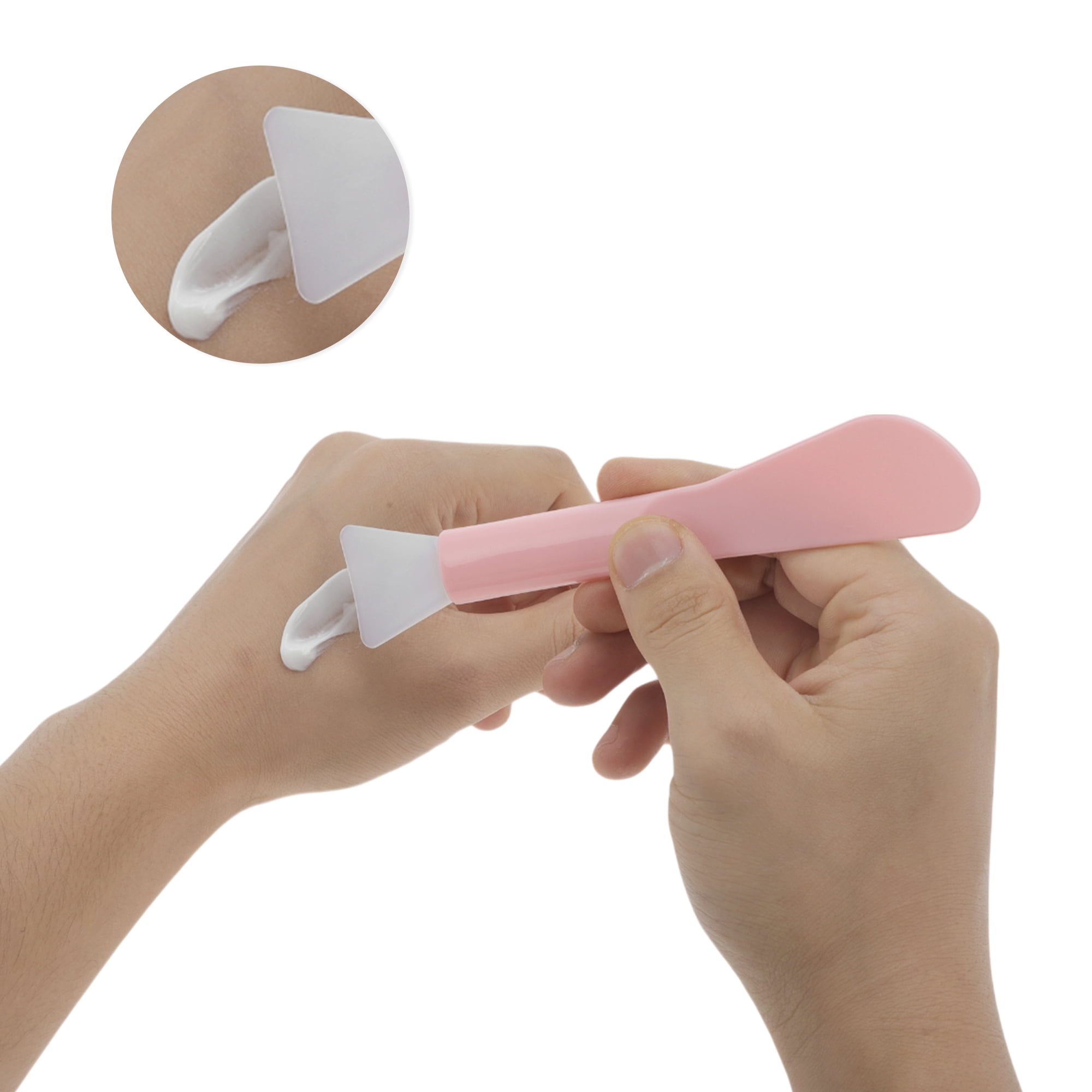 Unique Bargains Double-headed Shovel Type Facial Mask Brush 1 Pc Pink