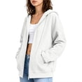 thumbnail image 5 of Mittory Women Zip Up Hoodie Jacket, Drawstring Hood Side Pockets Long Sleeve Loose Fit Solid Casual Sweatshirt Coat, 5 of 7