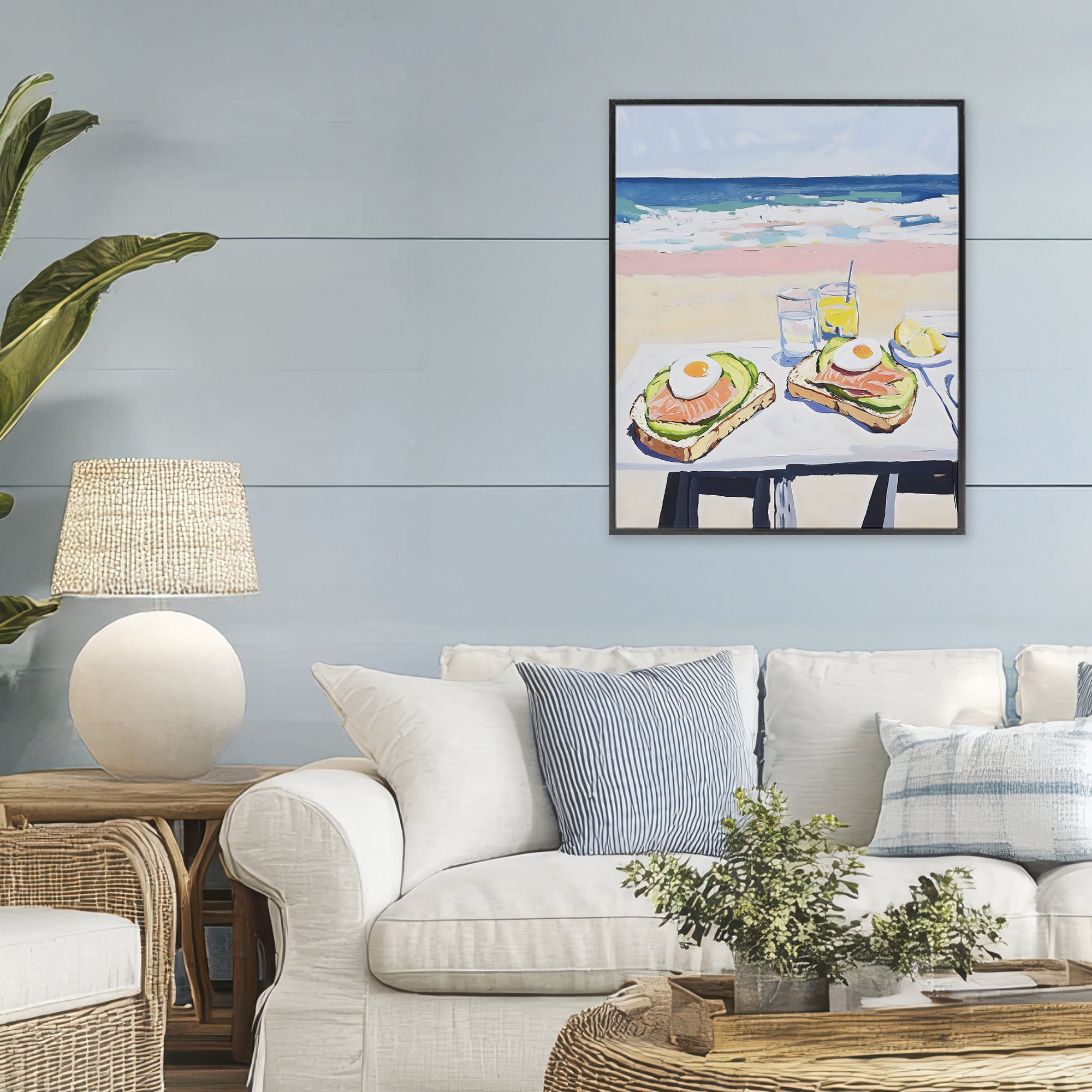 Stupell Industries Avocado Toast at Beach Black Framed Giclee Art, design by The Prints Vibe