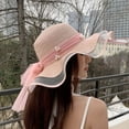 thumbnail image 4 of Sombrero de 56-58cm de circunferencia, sombrero de sol ondulado de malla para mujer, cinta de perlas para exteriores, sombrero de playa, sombrero para el sol con protección solar, 4 of 5