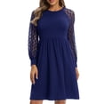 thumbnail image 2 of Pompotops Mode Femmes Automne Col Rond Évider Solide en Vrac Confortable Robe à Manches Longues, 2 of 6