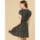 thumbnail image 5 of Vestido Floral de Manga Corta Allegra K con Cinturón y Cuello en V Cruzado Negro S, 5 of 6