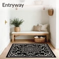 thumbnail image 3 of ODIKA 3'x5' Machine Washable Non-Slip Area Rug, Dynasty Baroque Jewel Labyrinth High Traffic Rug with Pad, Black, 657863, 3 of 8