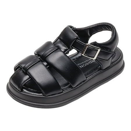 

nsendm Female Sandal Little Kid Girls Slip on Shoes Size 1 Casual Light Weight Adjustable Straps Summer Toddler/Little Child/Big Baby Girl Jelly Sandals Black 13