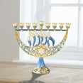thumbnail image 6 of Matashi Hand Painted Enamel Menorah Candelabra w/ Star of David & Hanukkah Design and Floral Spinning Dreidel Holiday Ornaments w/ Crystals, 6 of 9