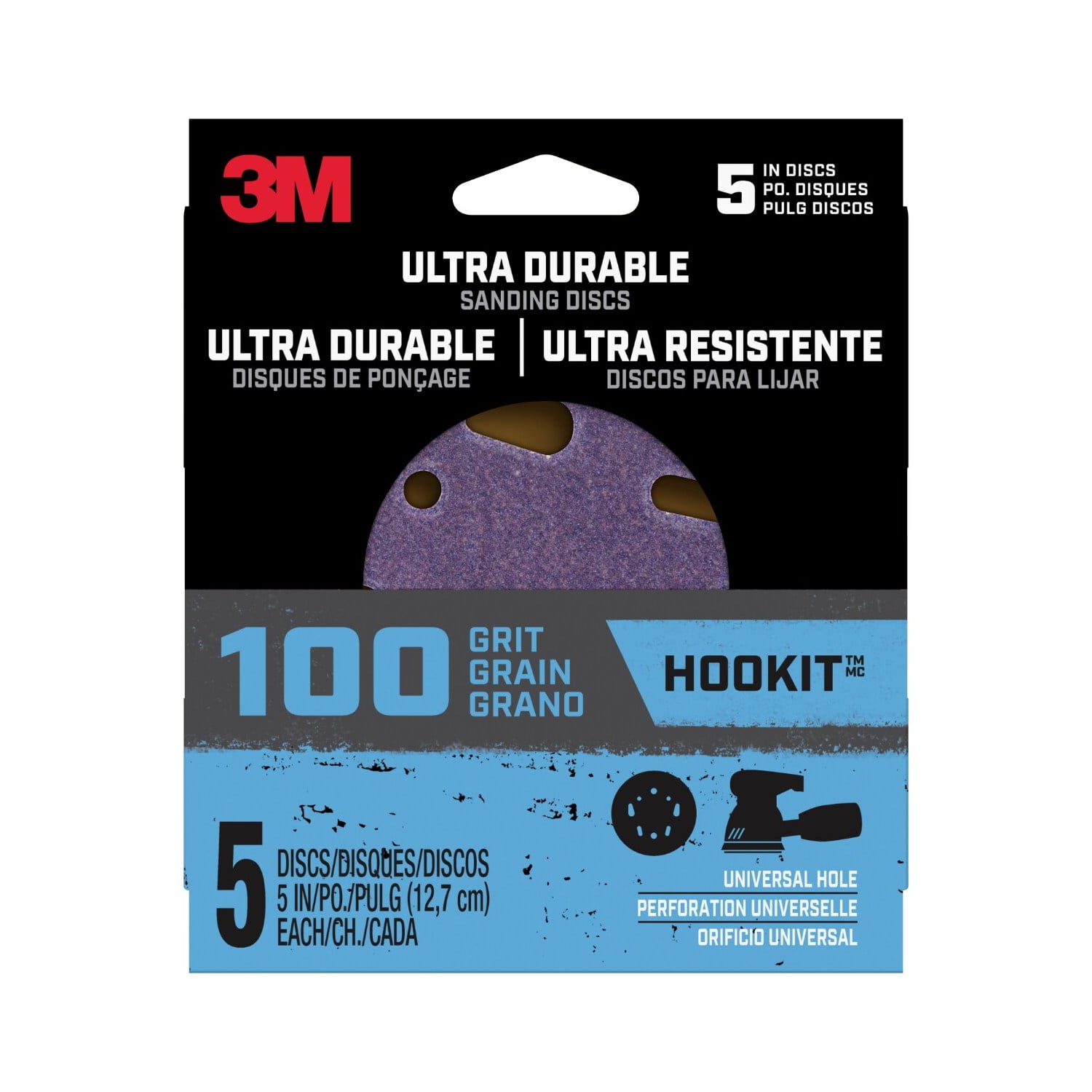 (2 pack) 3M Sanding Discs, 100 Grit, 5 inch, Universal Hole, Ultra Durable, Orbital Sanders, 5 pack