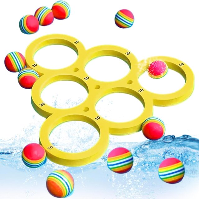 LEEYNEER Pool Game with Score 12 Colorful Tossing Balls Floating Pool Throwing Game Summer Swimming Beach Toys