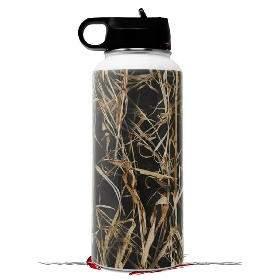 Skin Wrap Decal compatible with Hydro Flask Wide Mouth Bottle 32oz WraptorCamo Grassy Marsh Camo Dark Gray (BOTTLE NOT INCLUDED)