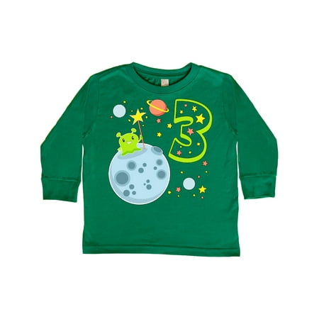 

Inktastic Cute 3rd Birthday Alien in Outer Space Gift Toddler Boy or Toddler Girl Long Sleeve T-Shirt