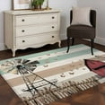 thumbnail image 3 of Windmill Farmhouse 3x5 Area Rugs, Vintage Teal Brown Wooden Butterfly Non-Skid Rubber Backing Large Rectangle Rugs - Living Room Bedroom Home Office, Indoor Floor Mat Carpets Washable Rug, 3 of 9