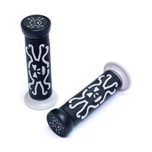 Krator ATV / PWC Grey Skull Hand Grips PWC Handgrips Gray Compatible with Polaris YFZ