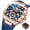 Rose Gold Blue, variant on Men's Watches Luminous Waterproof Silicone Date Sports Male Watch Chronograph Quartz Casual Men Wristwatch