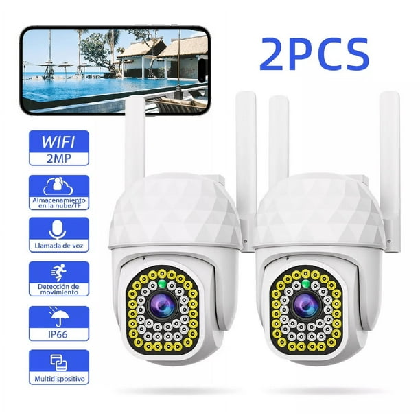 2pcs Cámara de Seguridad HD Wifi de Visión Nocturna Alarma BLOOSOM Blanco