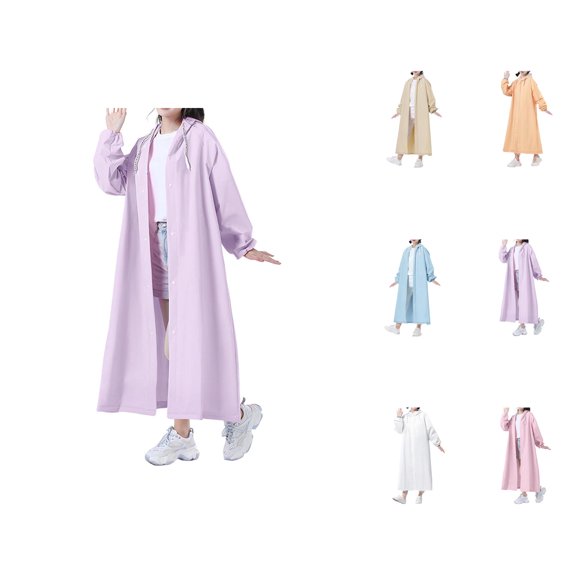Adult Heavy Duty Waterproof Raincoat Hooded Thickened Rain Jacket for Heavy Rain, Outdoor Work, Riding & Travel