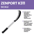 thumbnail image 4 of Zenport K311 22.5 Inch Harvest Sickle, 8 Inch Carbon Steel Blade, Black/Silver - 12 Pack, 4 of 5