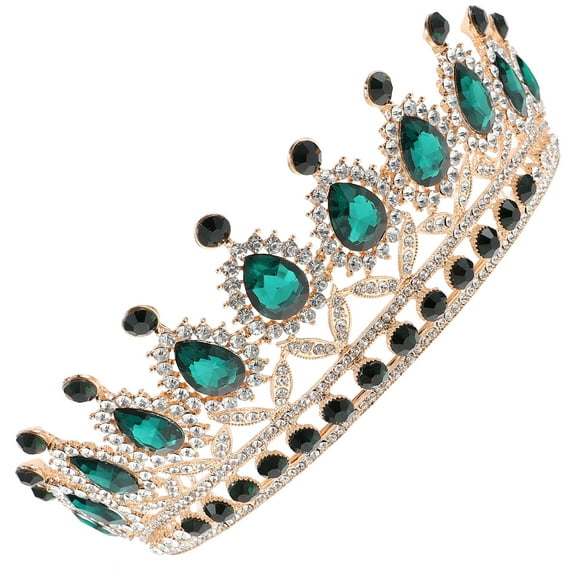 DINHEAROM Diadem Hochzeit Bridal Tiara Rhinestone Crown Green Alloy 1Set